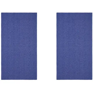 Hochwertige Grubentücher - Grubentuch Halbleinen 50 x 100 cm kariert, Verschiedene Designs - Geschirrtücher, Küchentücher, Trockentücher, Geschirr-Handtuch 51% Leinen 49 % Baumwolle (2er Blau-Blau)