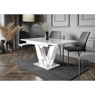 Design Esstisch PA-555 ausziehbar Hochglanz 120 - 160 cm Esszimmer - Weiß
