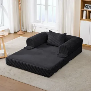 Cord Einzel-schlafsofa Umwandelbar, Multifunktionaler Klappsofa-bett, Platzsparendes Gästebett Aus Hochwertigem Kordstoff, Einzelsessel Zum Schlafen Für Wohnzimmer, Schlafzimmer, Wohnung