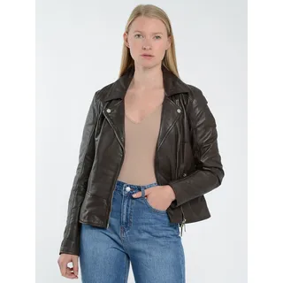 Lederjacke MAZE "4202129", Damen, Gr. S, braun (schwarz braun), Obermaterial: 100% Schafsleder. Innenfutter: 100% Baumwolle. Ärmelfutter: 100% Polyester, Jacken