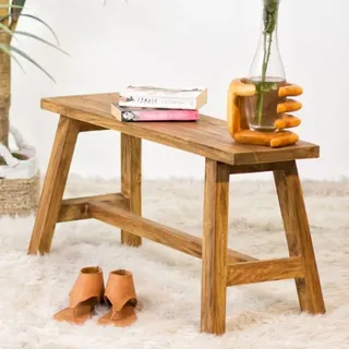 LEBENSwohnART Sitzbank Ranch Antik-Natural Mahagoni ca. L90cm Massivholz Holzbank Flurbank
