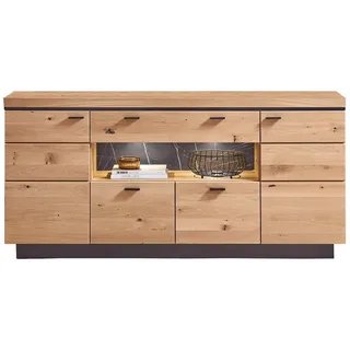 Wohn-Concept Sideboard MONZA, 180 x 86 cm - 4 Türen - 1 Schublade - Wildeiche massiv Granit Dekor