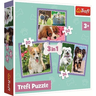 Trefl - 3 in 1 Puzzle - Hunde (Kinderpuzzle)