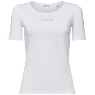 Esprit T-Shirt Top mit Strass-Logo (1-tlg) weiß XSEsprit