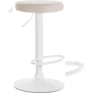 CLP Barhocker Ponte Samt-Bezug 1er drehbar höhenverstellbar  Creme/Weiß