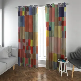 PARREN Bauernhaus weiche Vorhänge für Wohnzimmer Bunte Karierte Fenster Vorhänge mit Ösen Top für Schlafsaal Schlafzimmer Wohnung Haus 2 Paneele 140x215cm
