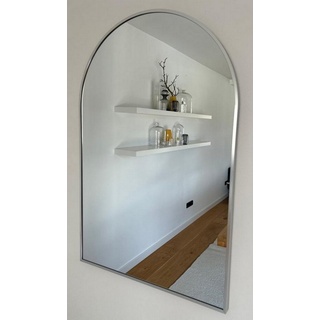 Deko-Werk 24 Rahmenspiegel-rund Spiegel Lotta Wandspiegel – Halbrund 60 x 90 cm Metallrahmen/Alurahmen, Rahmenfarbe silber silberfarben