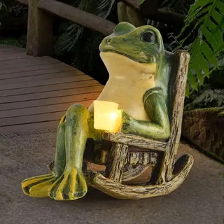 Gartendeko, Frosch-Gartenstatue, Solar Außenbeleuchtung, Frosch Gartenfiguren mit Beleuchtung, Solar-Gartenfrosch-Dekor