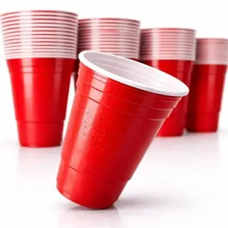 TK Gruppe Timo Klingler Beer Pong Becher wiederverwendbar – Partybecher 473 ml / 16 oz Bierpong, extra starke Red Cups, rote Plastikbecher für Camping,Partys, JGA, Festivals (100x)