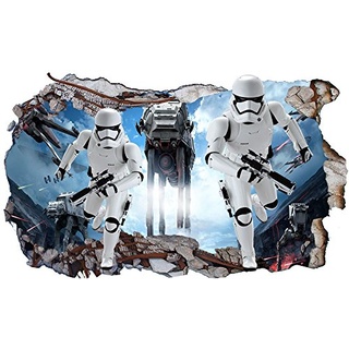 Star Wars At Attack V401 Magic Window Wall Smash 3D-Wandaufkleber, selbstklebendes Poster, Wandkunst, Größe 1000 mm breit x 600 mm tief (groß)
