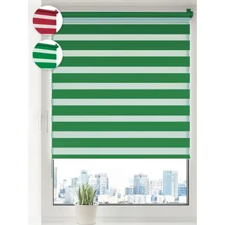 Doppelrollo Klemmfix ohne Bohren, Sonello, blickdicht, Klemmfix, 40cm x 130cm Grün Easyfix Duo Rollo, Rollos für Fenster und Tür, Lichtschutz, Blickdicht, Jalousie freihängend mit Klemmträger, Seitenzugrollo, einfache Montage, in verschiedenen Farben und Größen grün 40 cm x 130 cm