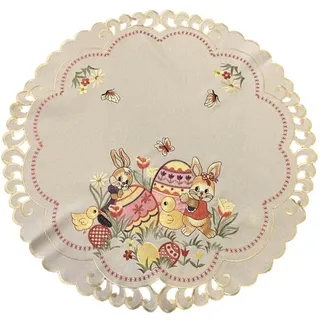 Westernlifestyle Tischdecke Osterdecke beige rosa Ostern Osterhasen Tischläufer Mitteldecke 60Ø