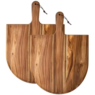 ADEMOKE Pizzaschieber Holz 2 Stück, Pizzaschaufel, Pizza Schieber Pizzabrett, Flammkuchenbrett, Pizza Peel, Pizzaheber Brotbackschieber Holz ür Hausgemachte Pizzaz Und Brot, 42 * 30 * 1.5 CM