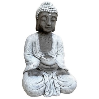 Stone and Style Gartenfigur Steinfigur Buddha Shiva XL frostfest massiv 48 cm Höhe, ca. 27,8 kg grau