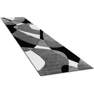 Läufer PACO HOME "Diamond 664" Teppiche Gr. B/L: 80 cm x 300 cm, 18 mm, 1 St., schwarz (schwarz, weiß) Teppichläufer Teppich-Läufer, Kurzflor, 3D-Design, modernes geometrisches Muster