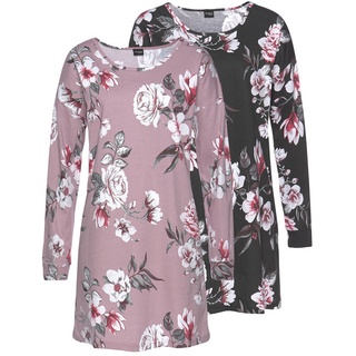 VIVANCE DREAMS Damen Sleepshirt lila-schwarz-geblümt