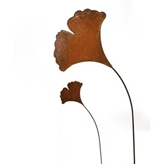 Edelrost Gartenstecker Gingkoblatt 30cm x 120cm GROßE VARIANTE