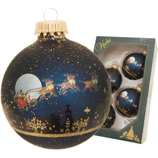 Krebs Glas Lauscha Weihnachtsbaumkugel Midnight before Christmas (4 St), Weihnachtsdeko, Christbaumschmuck, Christbaumkugeln aus Glas blau