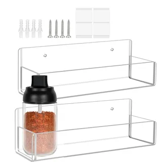 Generisch Gewürzregal Wandmontage- Gewürzregal Aufbewahrungshalter - 2-teiliges Acrylregal Organizer für Küche Gewürzstation Vorratsschrank Tür Aufbewahrung