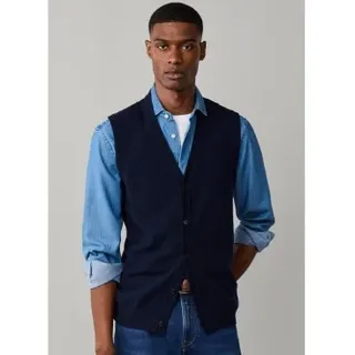 Hackett London für Herren. HM7000244 Merino Cash Mix Weste marineblau (S), Lässig, Wolle, Klassisch