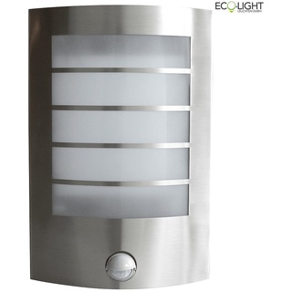 Lutec / Eco-Light LED Aussenwandleuchte SLIM, 8W, 3000K, 850lm, Bewegungsmelder, Edelstahl ECO-ST5001-PIR
