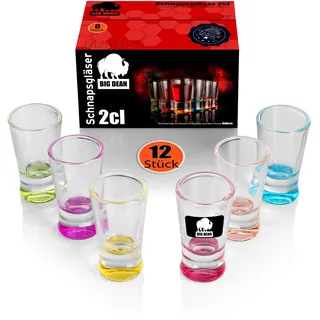 12 Schnapsgläser 2cl bunt Glas spülmaschinengeeignet Shotgläser Robust
