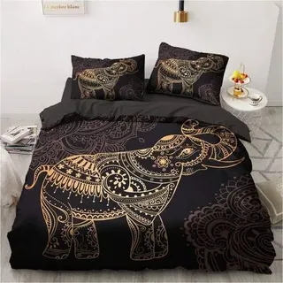 Bettwäsche-Set 220x240cm Elefant Mikrofaser mit 2 Kissenbezügen 80x80cm