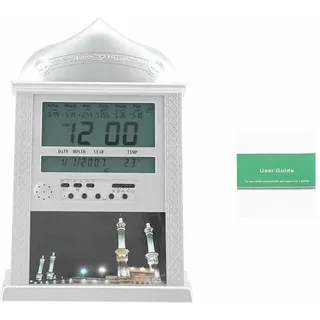 Kzq Muslimische Islamische Gebetsuhr, Azan-gebetsalarm, Digitale Azan-tischuhr, Silber, Ohne Batterie