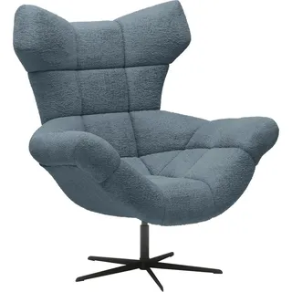 home24 Ohrensessel, Blau, Metall, Uni, 103x119x84 cm, Made in EU, Stoffauswahl, Sitzfläche 360° drehbar, Wohnzimmer, Sessel, Ohrensessel