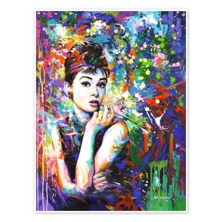Posterlounge Poster Leon Devenice, Audrey Hepburn, modernes Porträt, Malerei bunt 90 cm x 120 cm