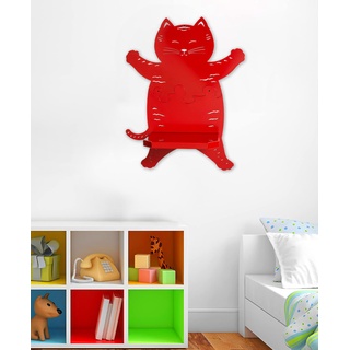 IPEA Wandregal für Kinderzimmer – Made in Italy – Motiv Katze – Wandregale für Kinderzimmer – aus Metall – buntes Regal für Bücher und Spielzeug
