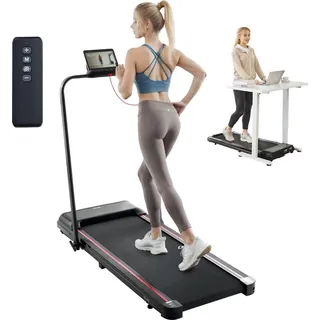 Vevor Laufband unter den Schreibtisch, Laufband zum Arbeiten, klappbares Laufband mit 120 kg Tragkraft, tragbares 2 in 1 Pad mit 2,5 PS, Griffstange Fernbedienung Led-anzeige 1-12 km/h,
