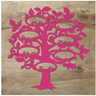 Namofactur 3D-Wandtattoo Holz Wandbild 'Familie Baum' Wanddeko, Wanddekoration Familien Stammbaum, Wandgestaltung für dein Wohnzimmer rosa