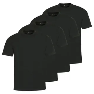 hajo Herren T-Shirt, 4er Pack - Basic, Kurzarm, Rundhals, Baumwolle, uni Schwarz L