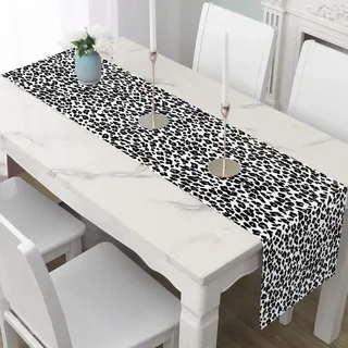 Tischläufer Leinen 40x140 cm Tiermuster Leopardenmuster Abwaschbarer Table Runner für Home Wild Leoparden Tischdeko Modisch Tierhaut Läufer Outdoor wetterfest für Hochzeit