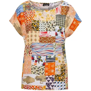 GOLDNER Luftige Viskosebluse mit Patch-Print Gelb 54