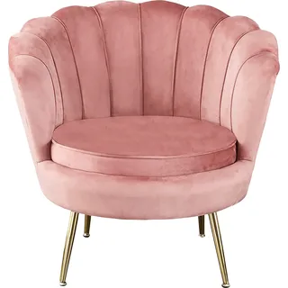 SalesFever Loungesessel Clam Samt 76 x 78 x 76 cm roségold mit extravaganten Design im Muschel-Look