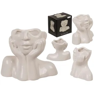 ReWu Vase Blumenvase Face Gesicht Keramikvase Körper-Blumenvase 250 ml Wohndekoration Tischdekoration Dekorativ Dekoration 14 x 7 x 11,5 cm Keramik