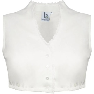 Bergweiss Trachten Dirndlbluse Ärmellose Damen Bluse Kadira mit Stehkragen und Knopfleiste - Ecru 42