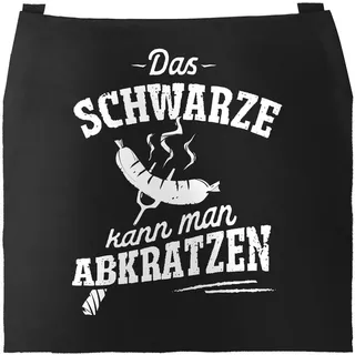 Grill-Schürze für Männer mit Spruch Das Schwarze kann man abkratzen Spruch lustig Grillen Baumwoll-Schürze Küchenschürze Moonworks® schwarz ... - Schwarz