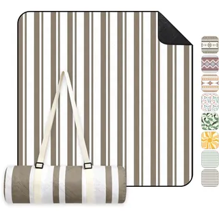 Sekey Picknickdecke Wasserdicht 200x300 cm groß, Stranddecke Sandfrei | Gepolstert, Dreischichtige Struktur, PEVA-Wasserfestboden, Bindegurt-Trageriemen, geeignet für Picknick, Camping, Strand