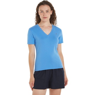 Tommy Hilfiger Damen T-Shirt Kurzarm New Slim Cody V-Neck V-Ausschnitt, Blau (Blue Spell), XXXL