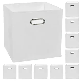 Murago - 10er Set Aufbewahrungsbox ca. 30x30x30 cm - Weiß - Faltbox Organizer-Box Stoffbox Faltbare Karton-Box Regalbox Würfel Klappbox Körbe Kinderzimmer Spielzeugkiste Ordnungsbox