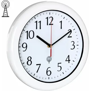 Wanduhr Mit Funk Wasserdicht Automatische Zeitumstellung Geräuscharm Quarz-uhrwerk Analog Bad Küche Haus Funkuhr Uhr Hochglanz Weiß