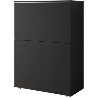 P & B Sekretär, Schwarz, Kunststoff, rechteckig, 90x125.1x42 cm, Fsc, Stauraum, Arbeitszimmer, Schreibtische, Sekretäre
