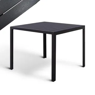 Raburg Gartentisch, Outdoor Esstisch, 90 x 90 cm, 74 cm hoch, Balkontisch Holzoptik, Terrassentisch Alurahmen, Gartenmöbel wetterfest, für Garten, Lounge & Sitzgruppe, Harvey XXL, Anthrazit-Schwarz