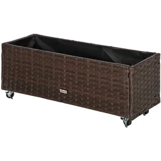 Outsunny Poly Rattan Hochbeet 94,5 x 31 x 36 cm Kaffee-Braun