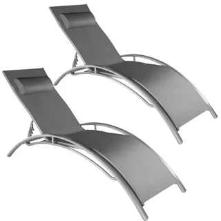 Tectake  Sonnenliege 180 x 59 x 50 cm grau 2 St.
