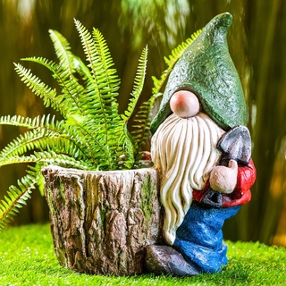 Gartenzwerg-Figur Mit Pflanztopf  Stehend