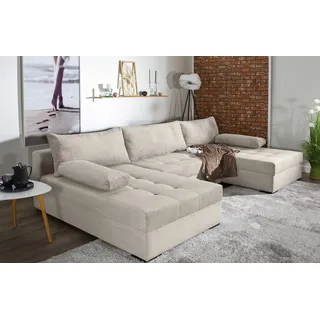 Collection AB Wohnlandschaft COLLECTION AB "Josy U-Form, B: 307 cm", beige, B:307cm H:41cm T:161cm, 100%Polyester, Sofas, Wohnlandschaft, Bettfunktion & Bettkasten, Federkern
